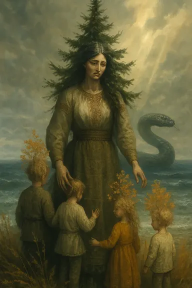 Eglė, královna užovek – AI ilustrace