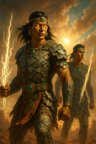 Hrdinská dvojčata (Diné) – AI ilustrace