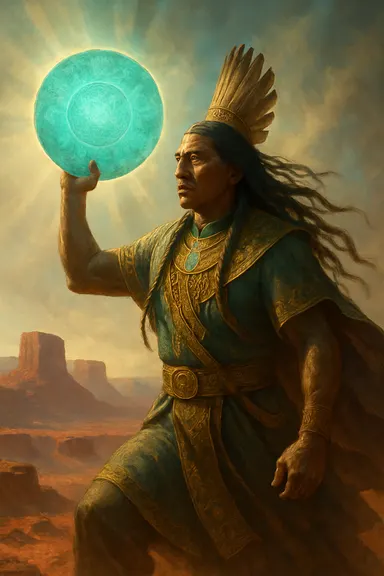 Jóhonaaʼéí (Slunce) – AI ilustrace