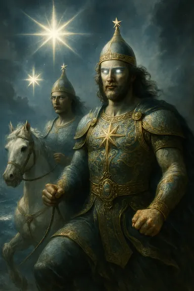 Kastór a Polydeukés – AI ilustrace