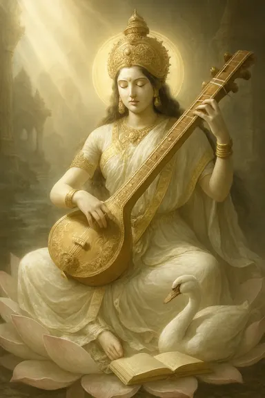 Sarasvatí – AI ilustrace